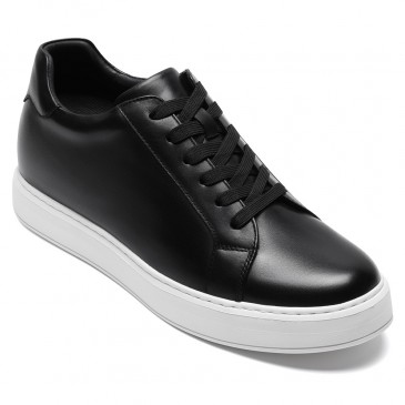 Sapato Masculino Salto Alto | Sapatos Casual De Couro Preto 7 CM