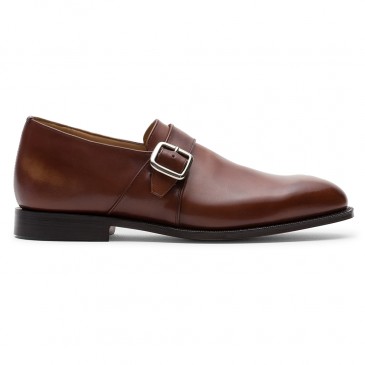 sapatos masculinos com elevação | monk strap em couro castanho 5 CM