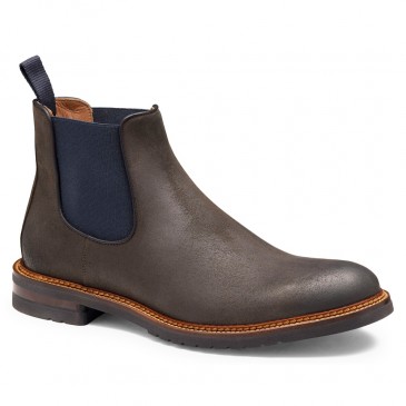 Sapatos de Salto Masculinos | Botas Chelsea em Couro Marrom Escuro 7 CM