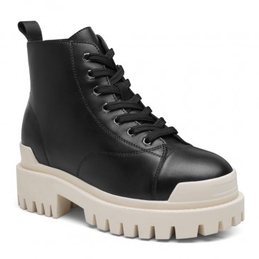 Sapato Mulheres Com Salto - Sapato Alto Mulheres - Couro De Vaca Preto Sapato Com Salto Interno 8CM