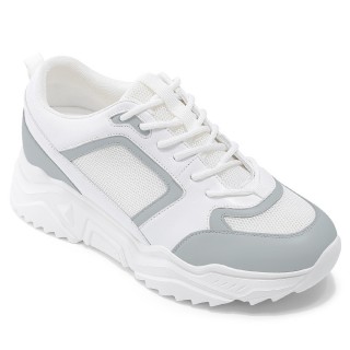 elevator trainers - height increasing trainers - men's casual white sneakers 3.15 inches
