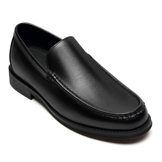 Elevator Shoes For Men - Black Leather Slip-On Business Casual Shoes 5CM / 1.95 Inches