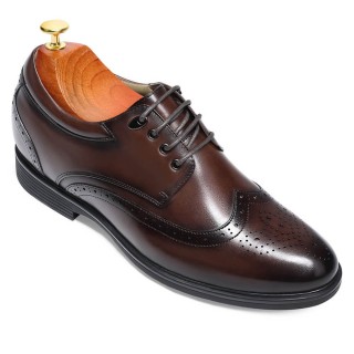 Men's Height Increasing Elevator Shoes Tuxedo Dress Shoes Genuine Leather hand painted wingtip oxford shoes 3.15 inches taller
