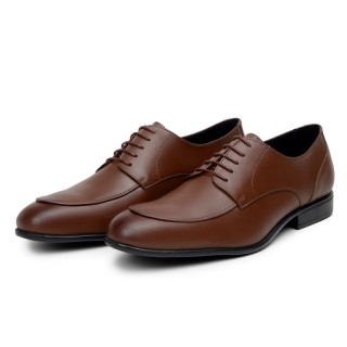 Vegan Brown Oxford Shoes - Vegan Height Increasing Dress Shoes For Men 2.36Inches