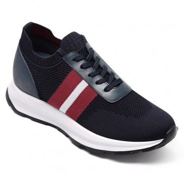 Elevator Shoes For Men | Blue Breathable Knit Sneakers 7 CM / 2.76 Inches