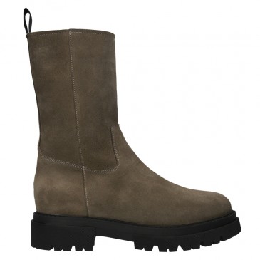 Height Boosting Boots For Women | Taupe Suede Leather Zipper Boots 7 CM / 2.76 Inches